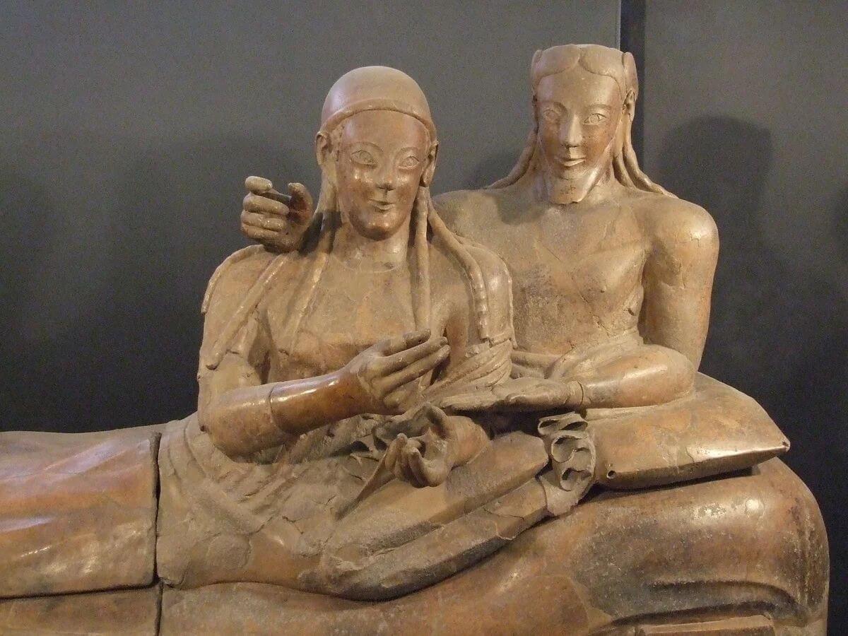 The terracotta Sarcophagus of the Spouses at Villa Giulia, with a couple reclining together