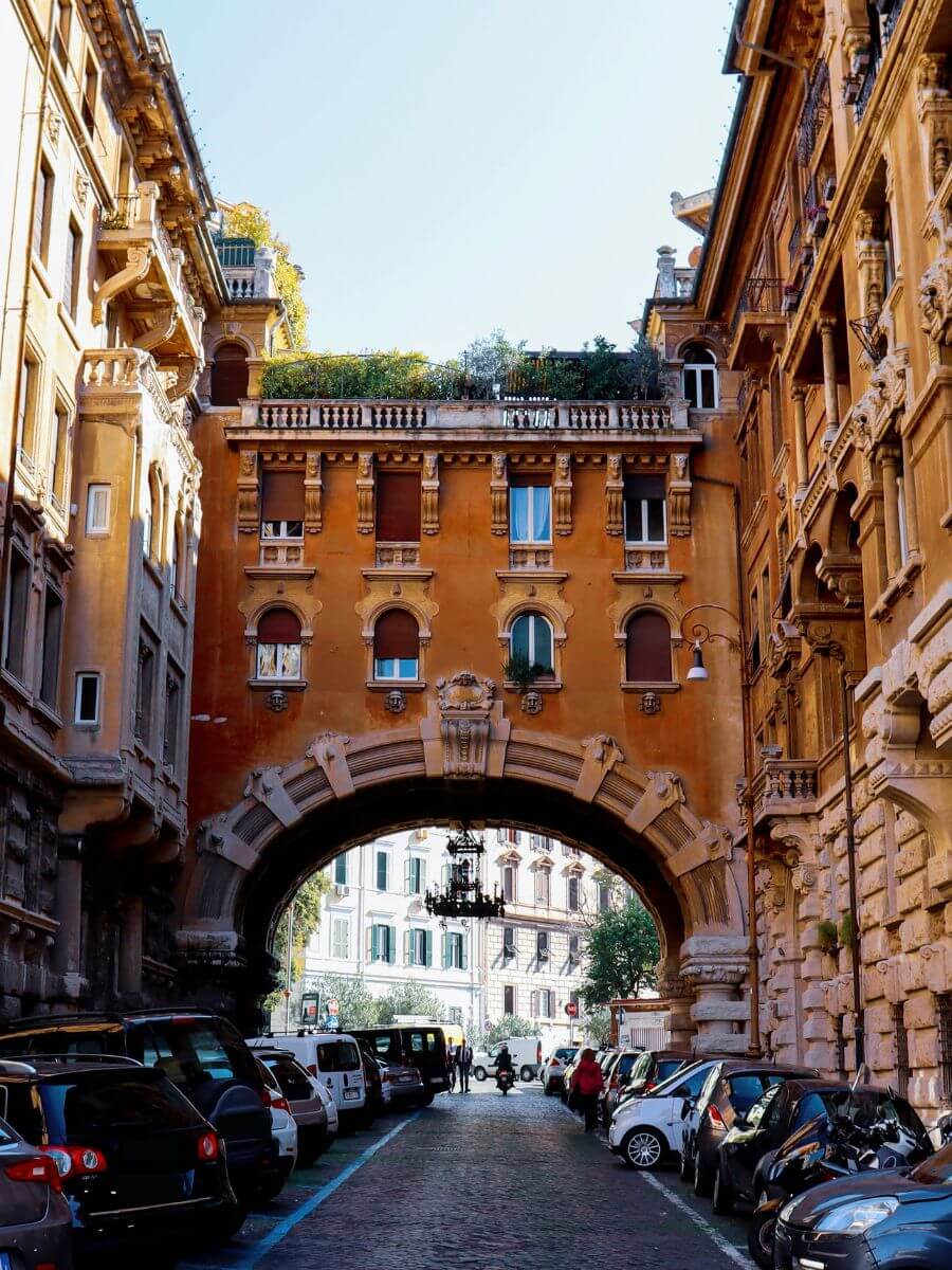 entrance arch of the Quartiere Coppedè in Rome