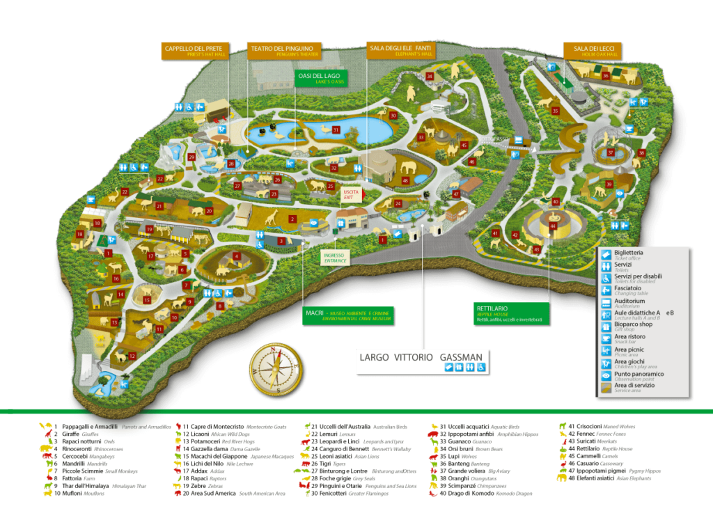 Rome Zoo Bioparco map